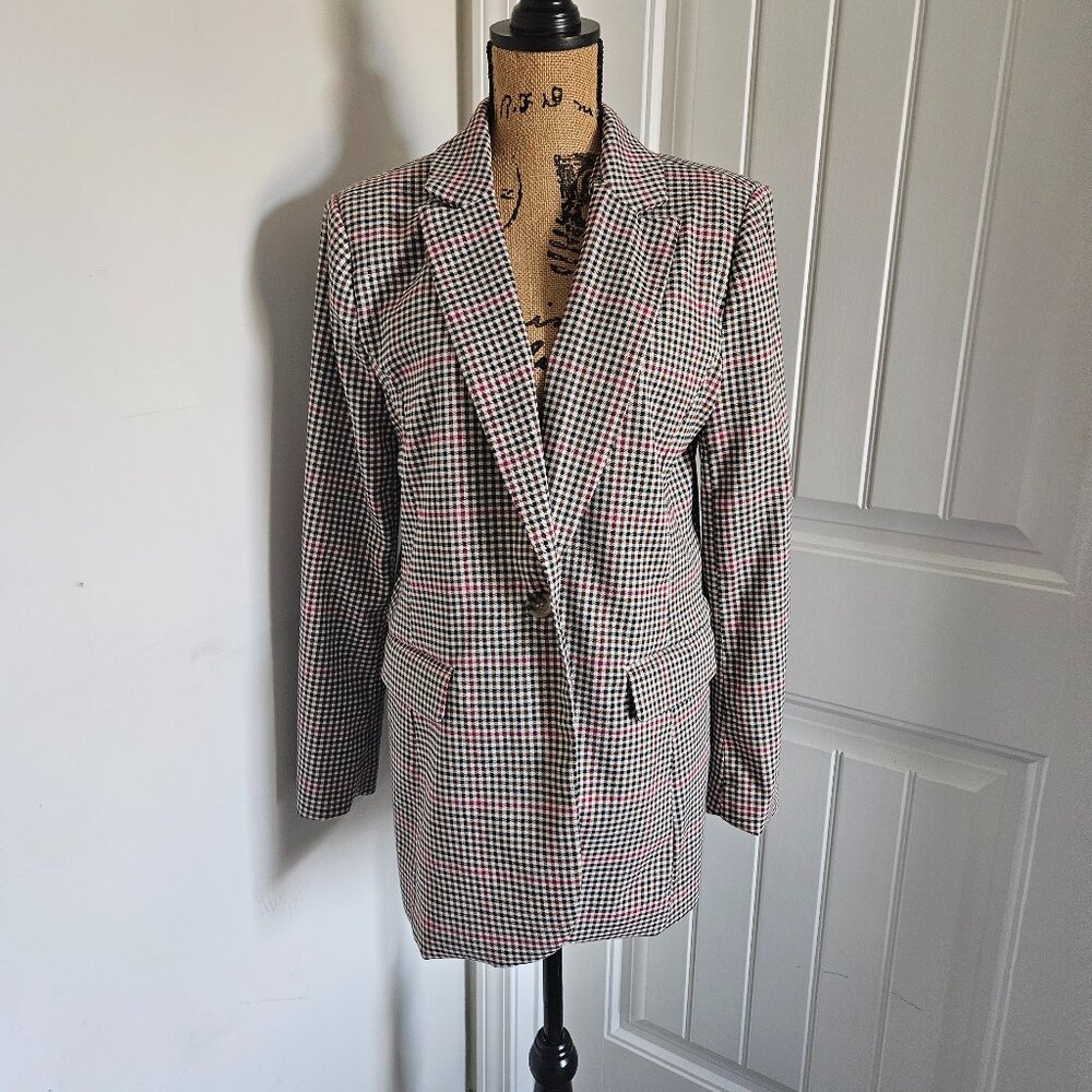Marled Houndstooth Pattern Blazer Size L